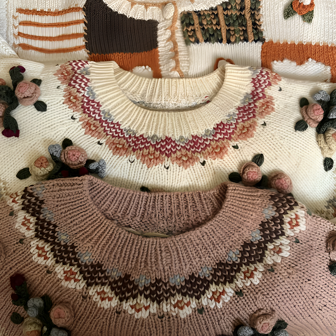 2025年新款莎莎复古屋毛衣提花针织vintage秋冬直播链接2号