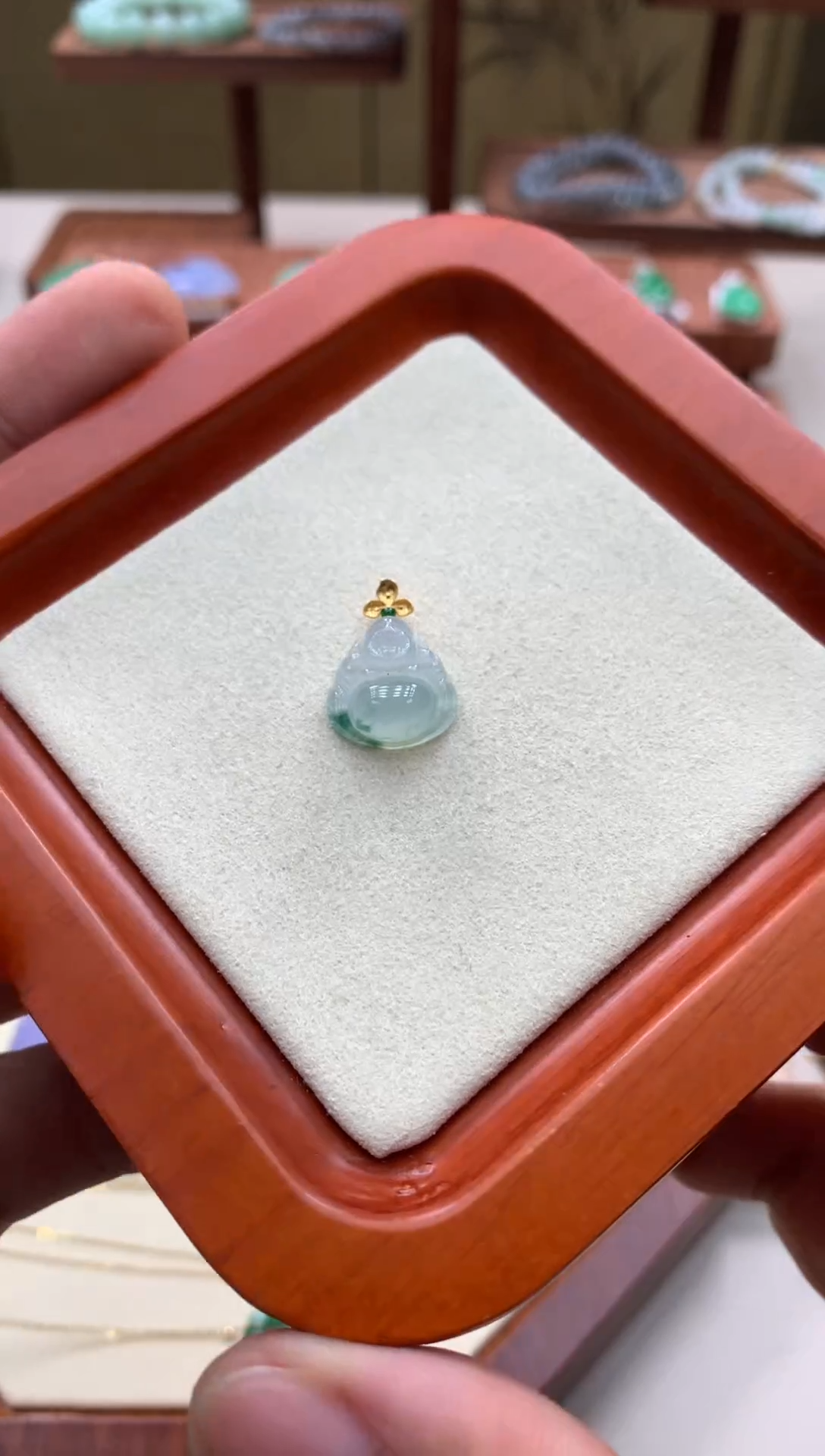吊坠(不含链)18K金镶嵌翡翠佛公