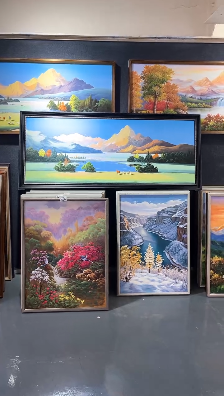 油画手绘油画，山水70*180