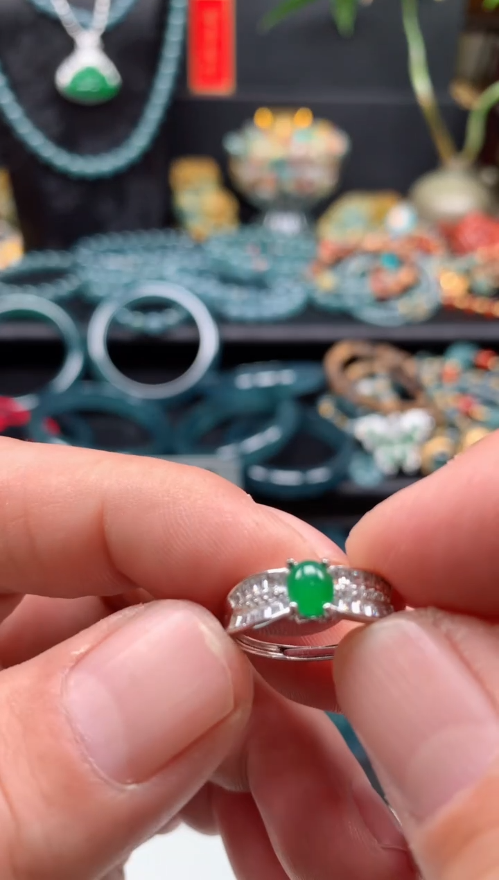 【闪购商品】翡翠戒指银S925镶嵌0380673399