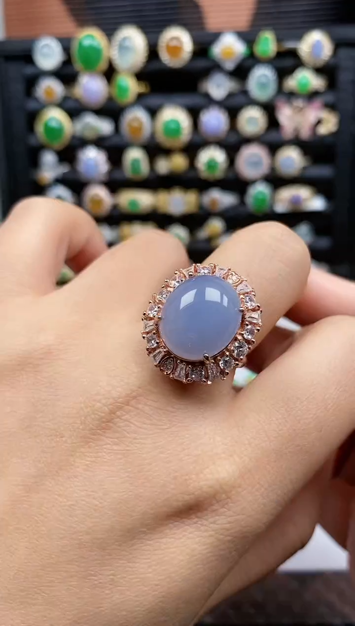 银S925镶嵌戒指翡翠高*慧334