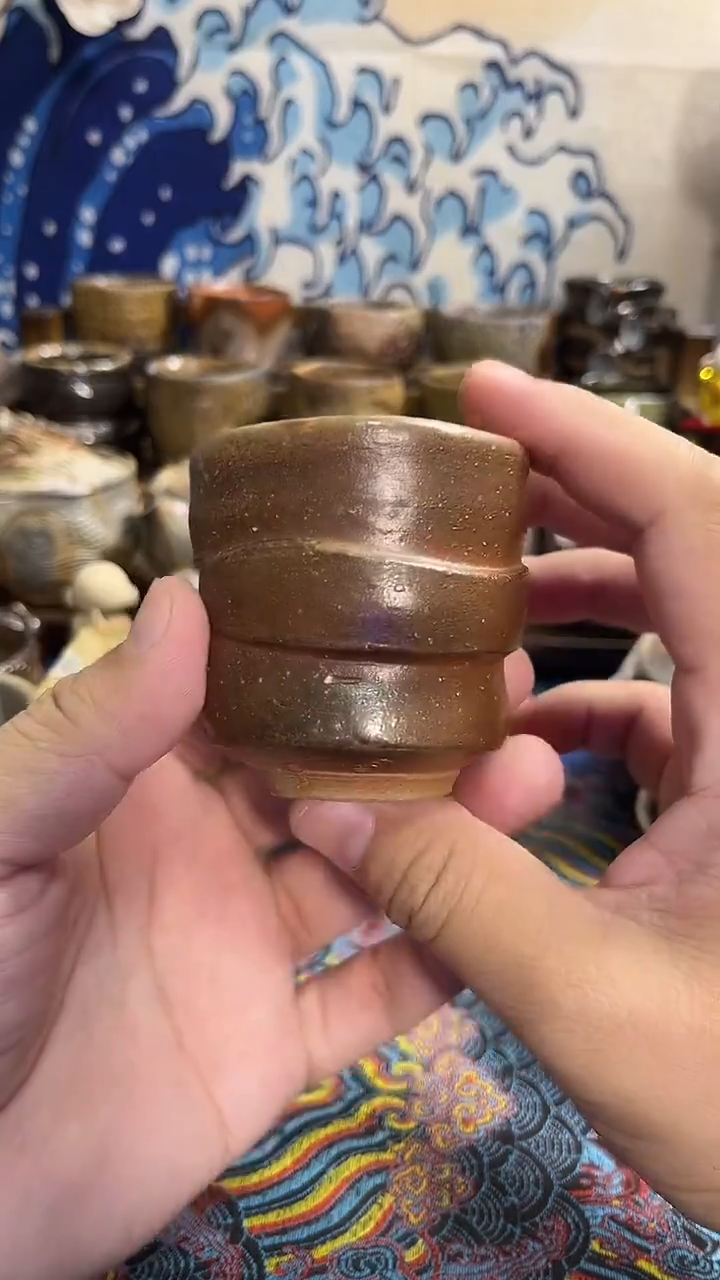 竹节杯日式备前烧茶具茶周边