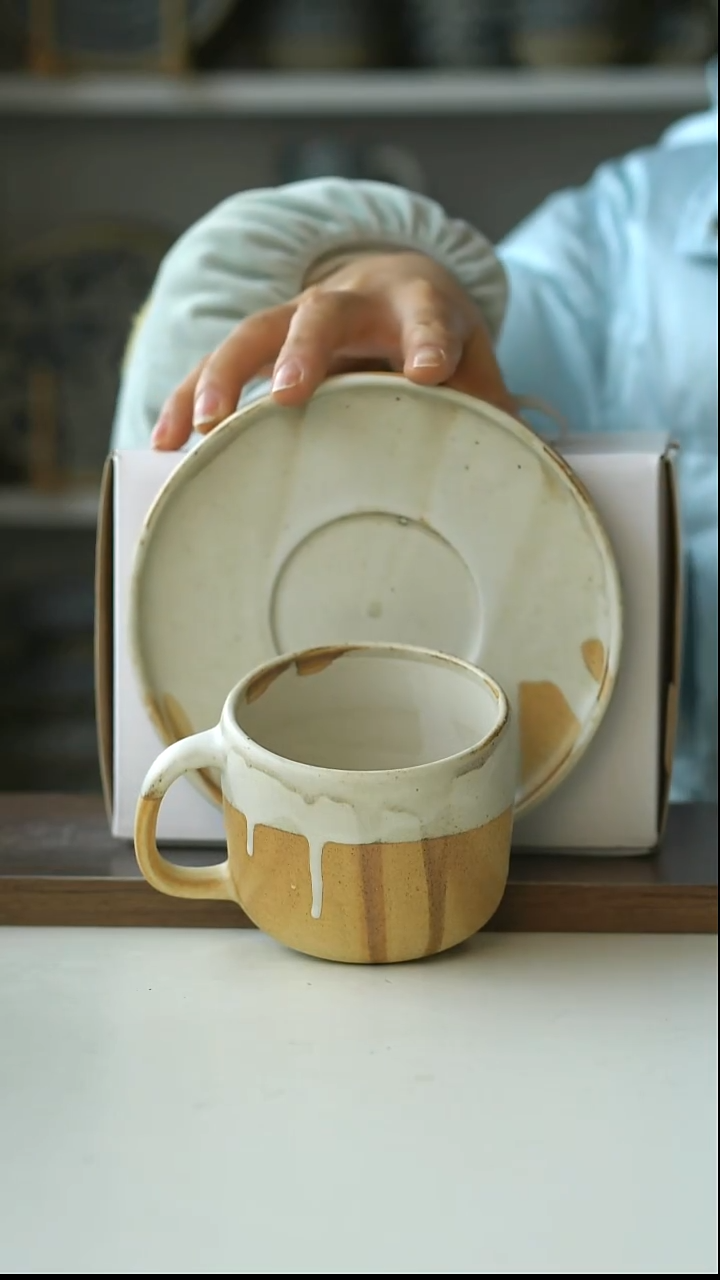 陶DXC潮涌咖啡杯碟素白220ml@4-2@