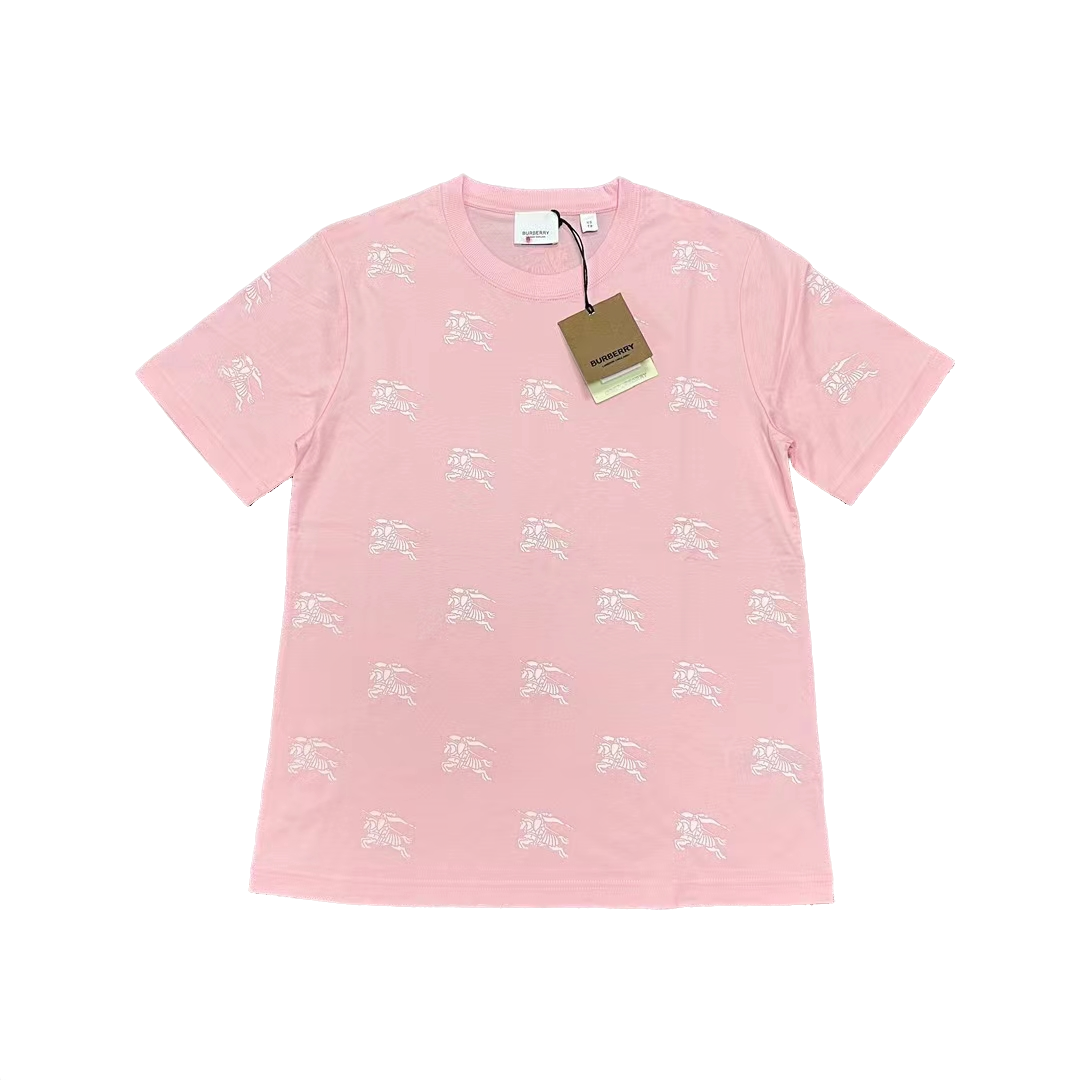 全新未使用 BURBERRY/博柏利 Burberry 粉红色战马Logo短袖 XS码