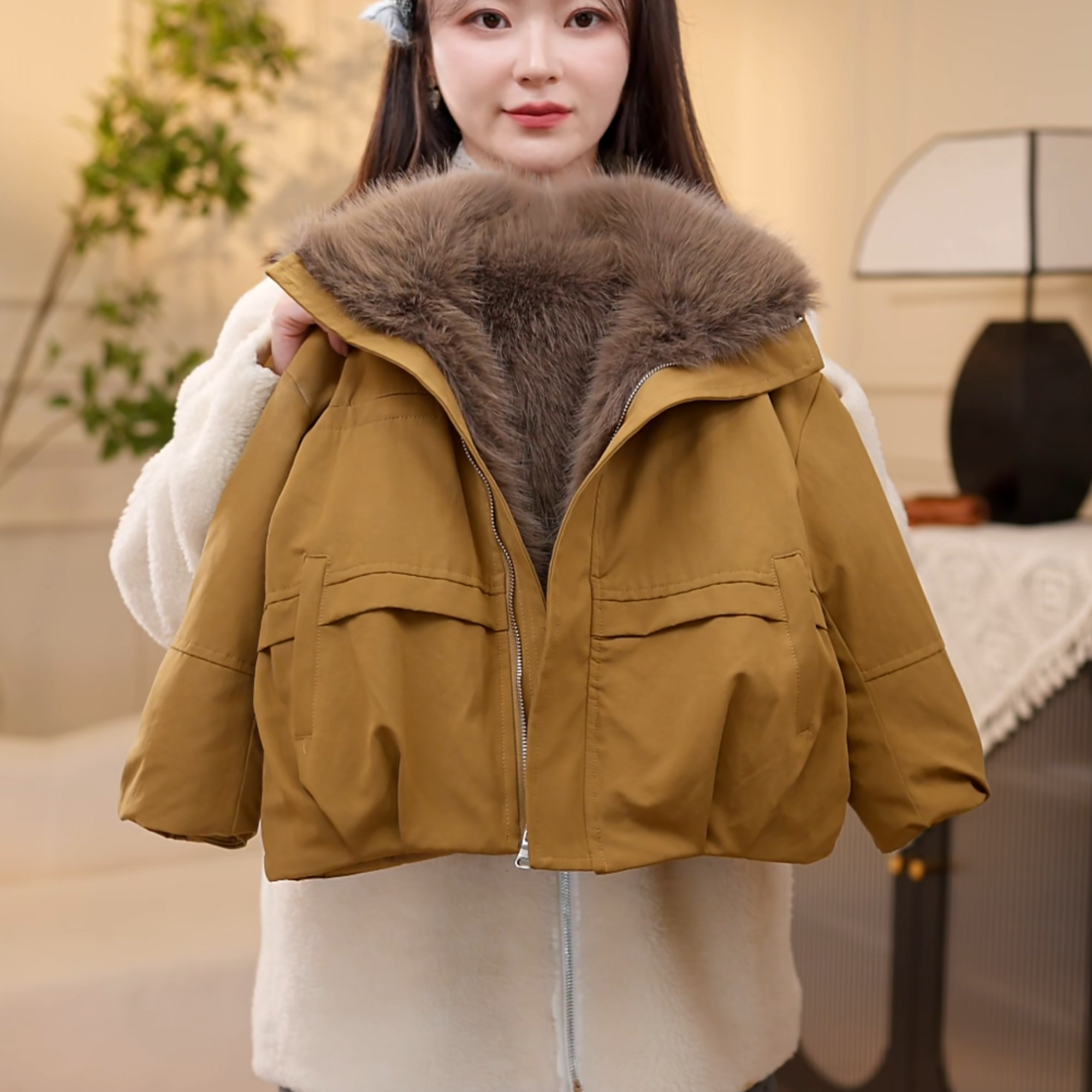 儿童冬季毛毛外套加绒加厚2025冬季新款女童洋气时尚韩版夹克百搭