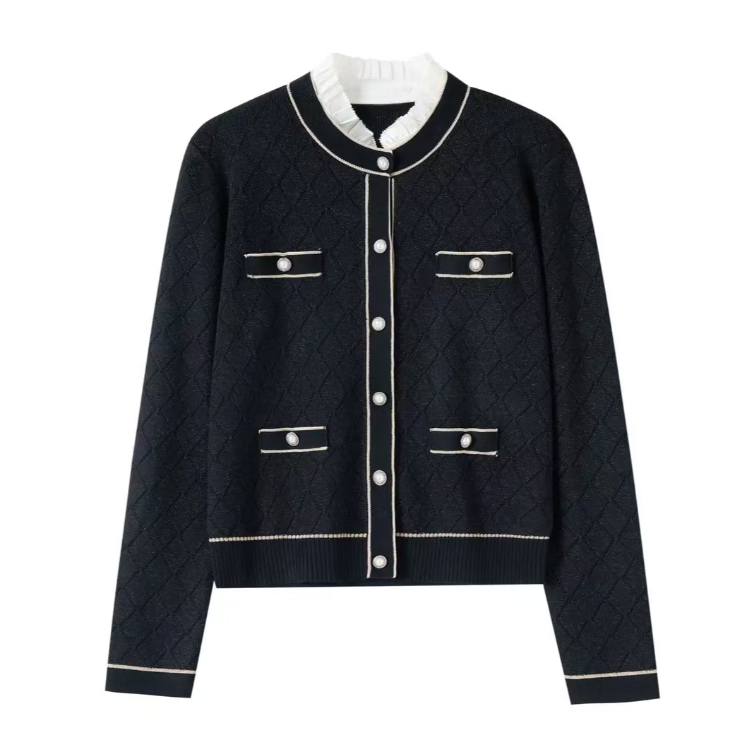 GXO女装  25秋冬新品气质可拆卸花领针织开衫WT0120