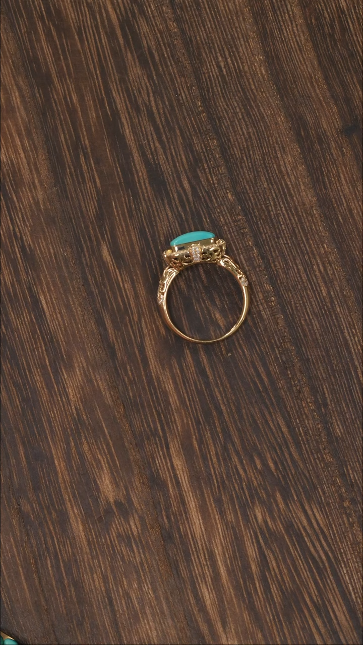 【闪购商品】绿松石戒指18K金镶嵌1