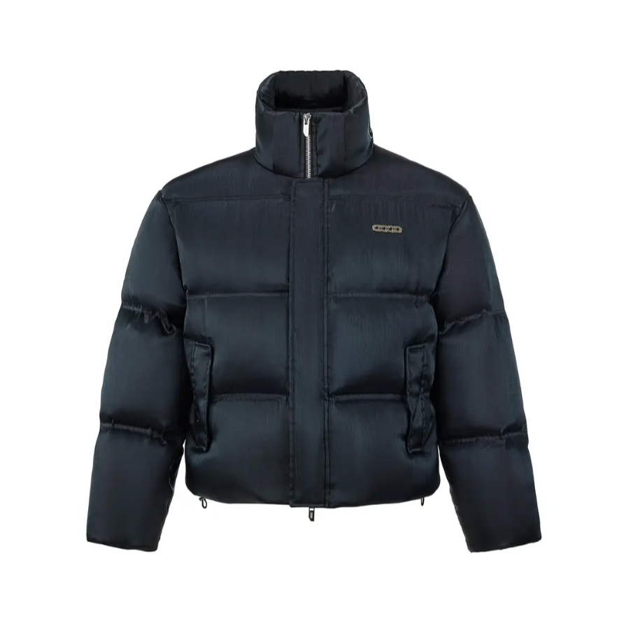 GOD情侣金属流光银丝刺绣轻奢时尚感羽绒服