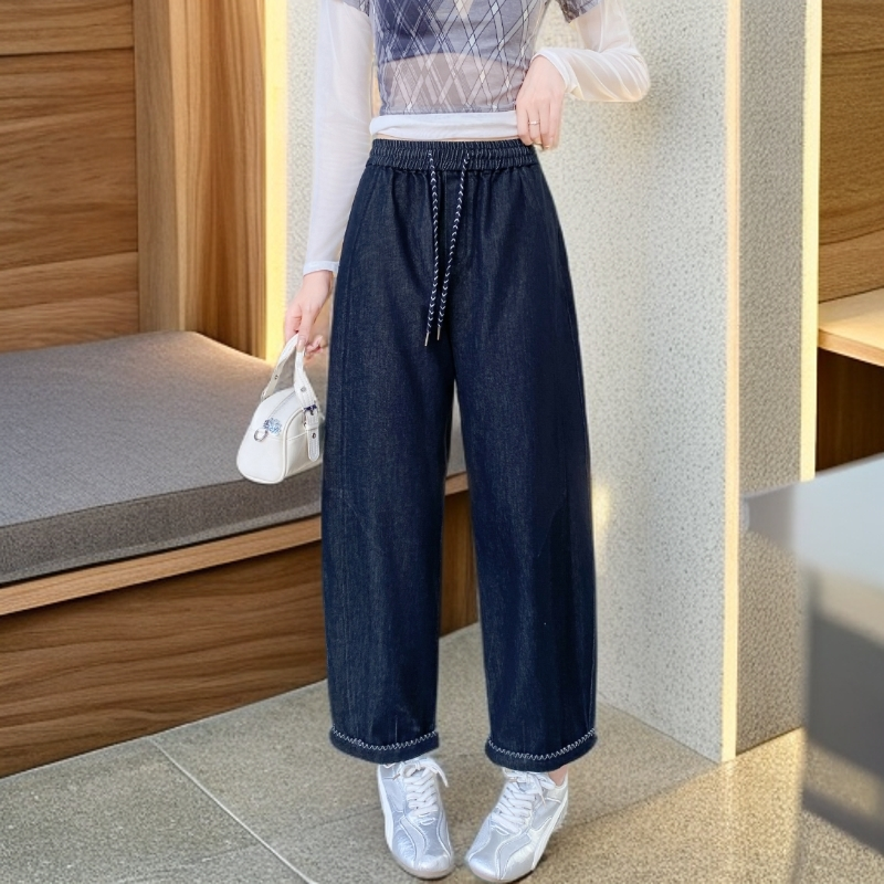 祥好服饰 秋季新款时尚宽松遮胯牛仔裤弯刀裤 65155