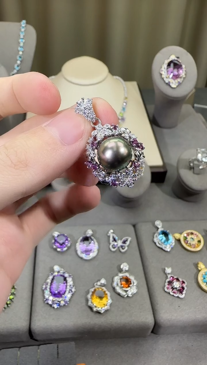 银S925镶嵌颈饰海水珍珠10mm吊坠高级款