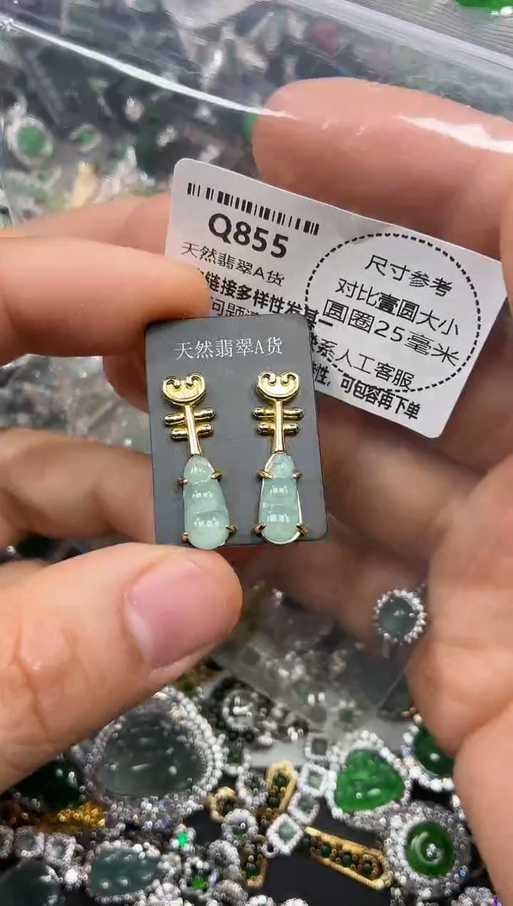 颈饰未镶嵌翡翠Q855耳钉
