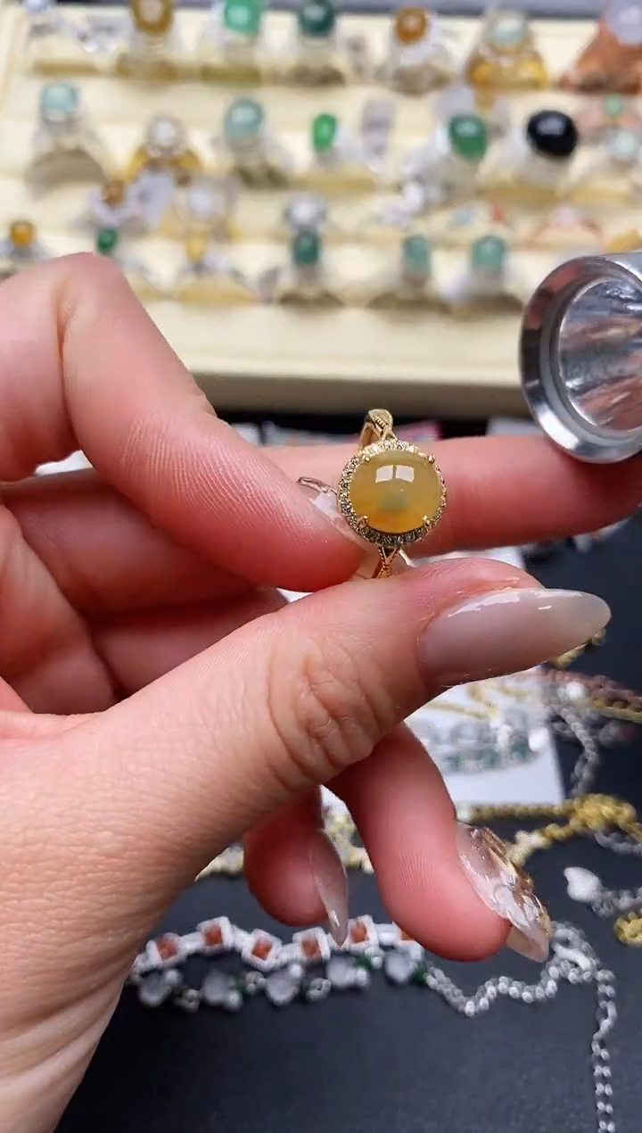 【闪购商品】翡翠戒指银S925镶嵌缅甸翡翠2 1+4