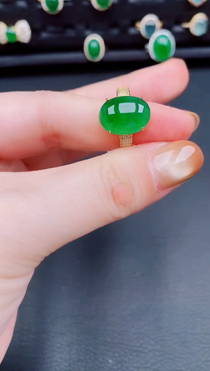 【闪购商品】翡翠戒指银S925镶嵌天然a货翡翠236