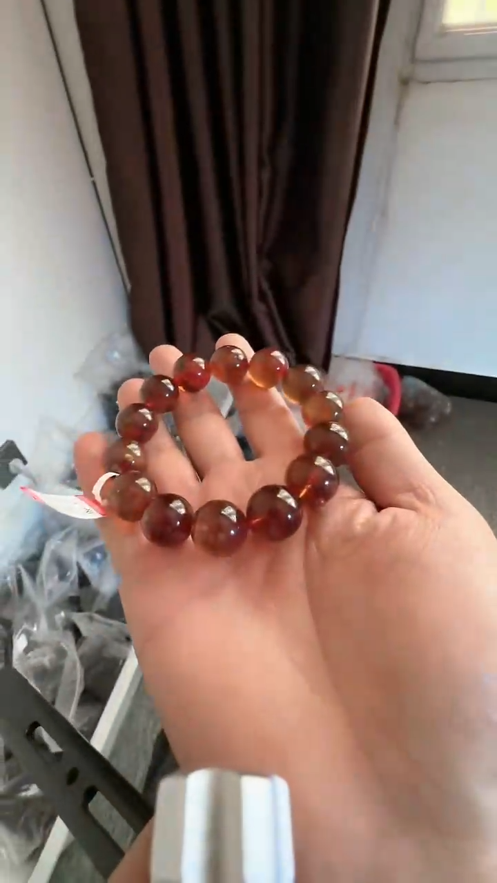 【闪购商品】未镶嵌琥珀手链规格16血紫红蜜手串#73