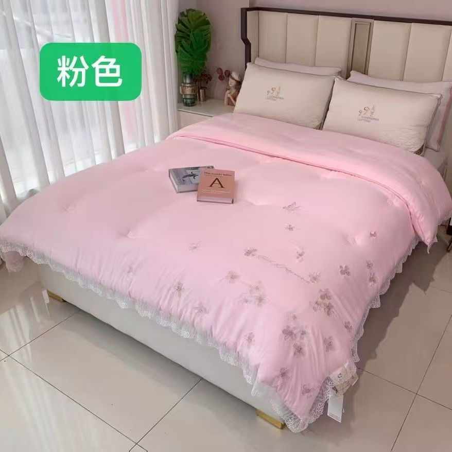 轻奢公主风柔软亲肤绣花花边春秋被冬被