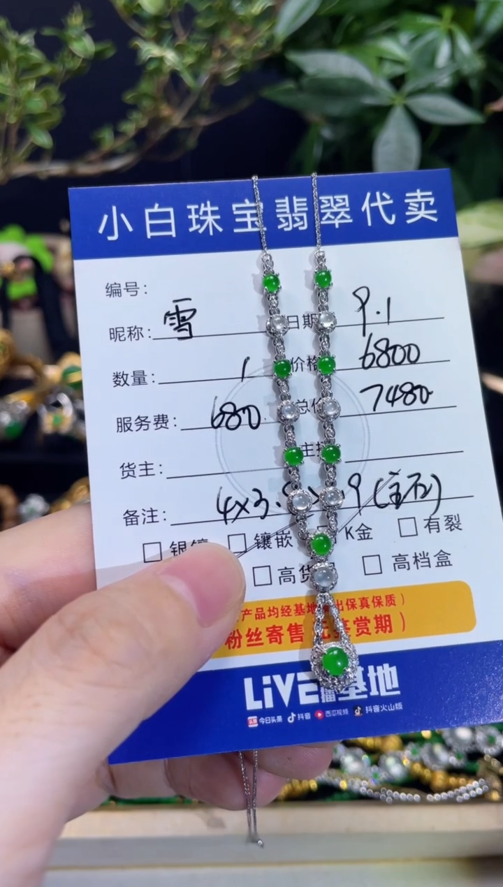 18K金镶嵌翡翠耳饰雪*套链