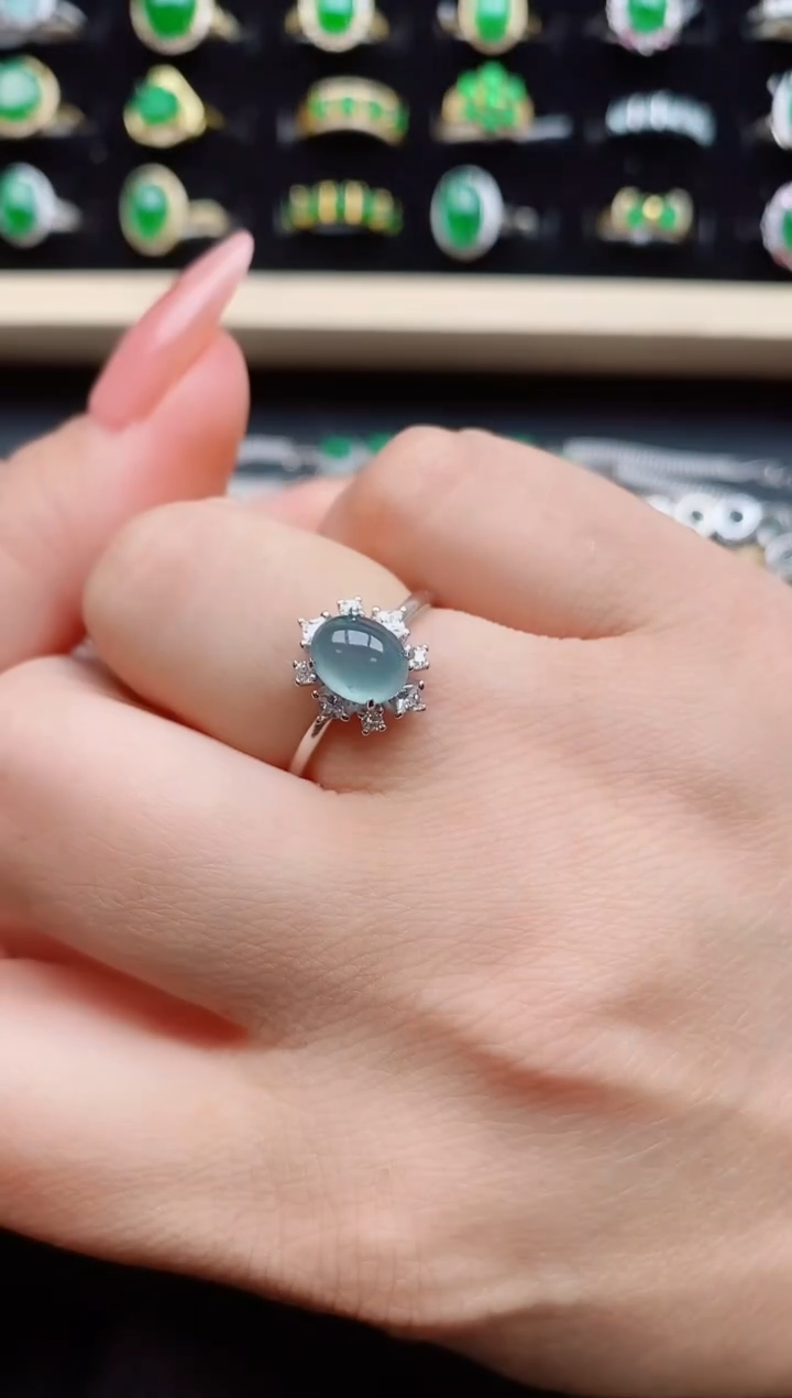 【闪购商品】翡翠戒指银S925镶嵌32132