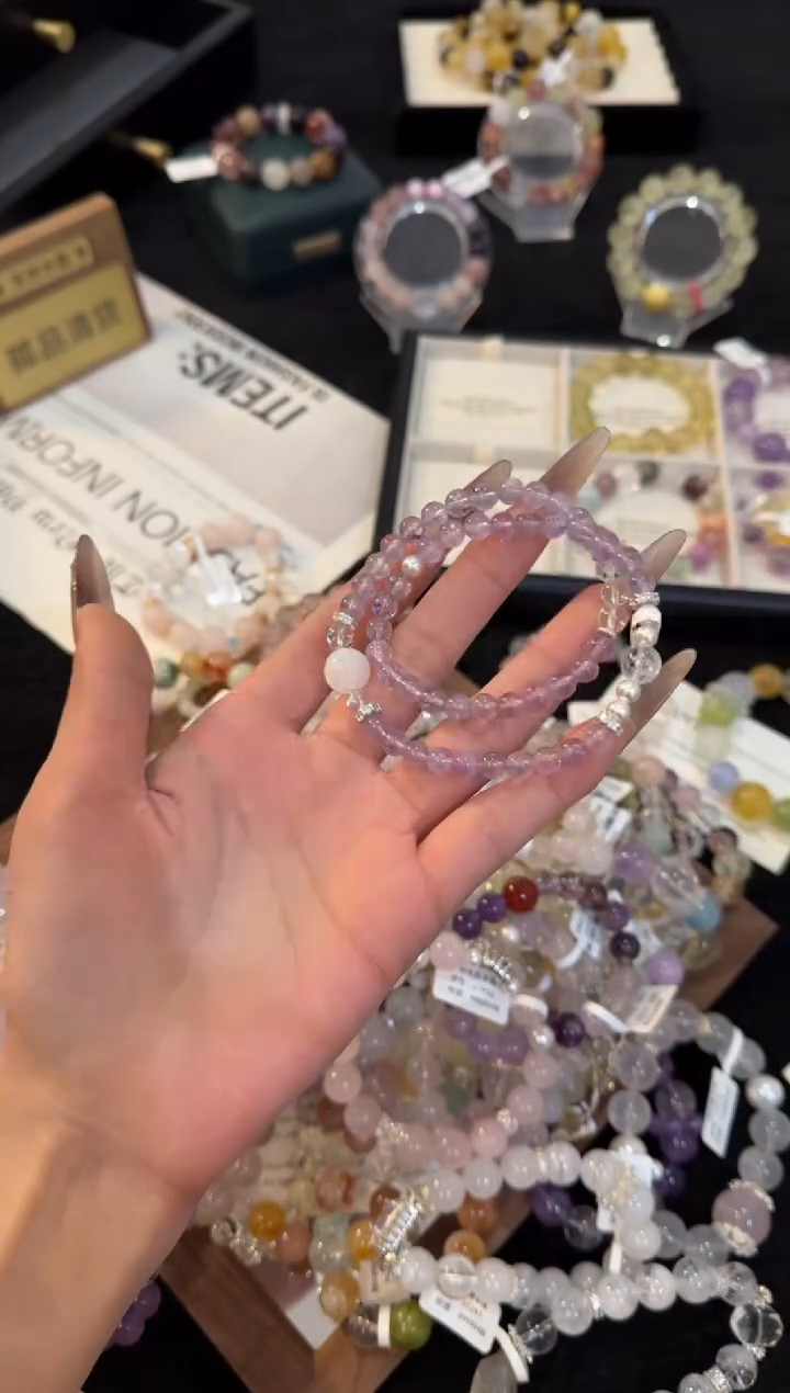 合金手链水晶紫水晶双圈手链x2269