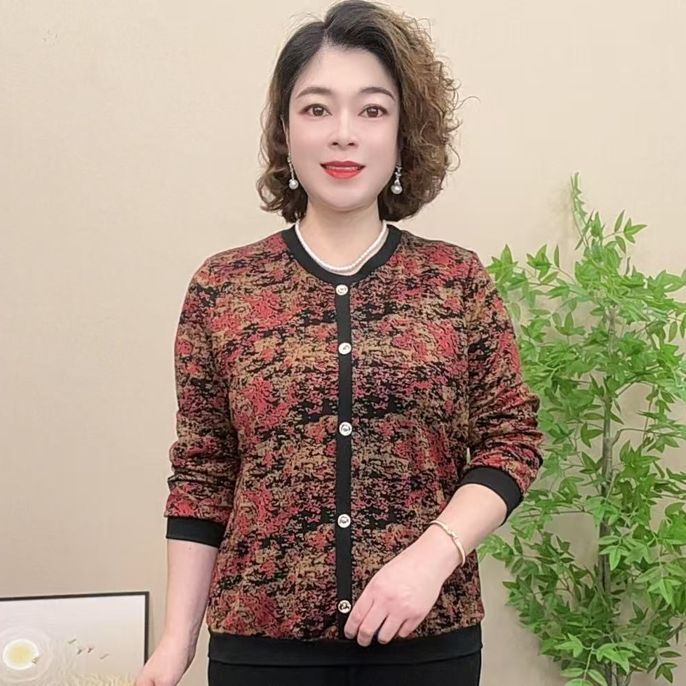 长袖妈妈装潮牌时尚气质中老年女装百搭秋季圆领宽松女士洋气流行