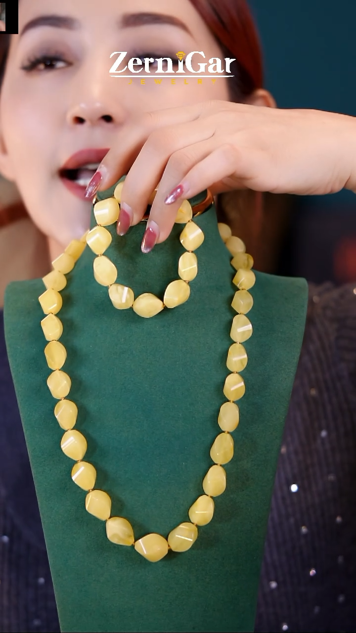 【闪购商品】琥珀颈饰未镶嵌天然琥珀两件套