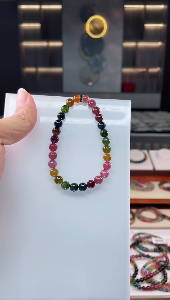 未镶嵌老矿碧玺单圈手串6mm+碧玺（多样性发一条）Q
