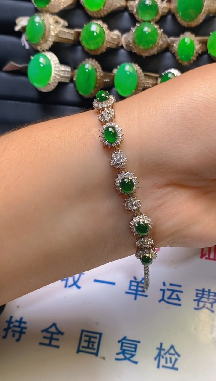 【闪购商品】翡翠银S925镶嵌耳饰天然A货翡翠1