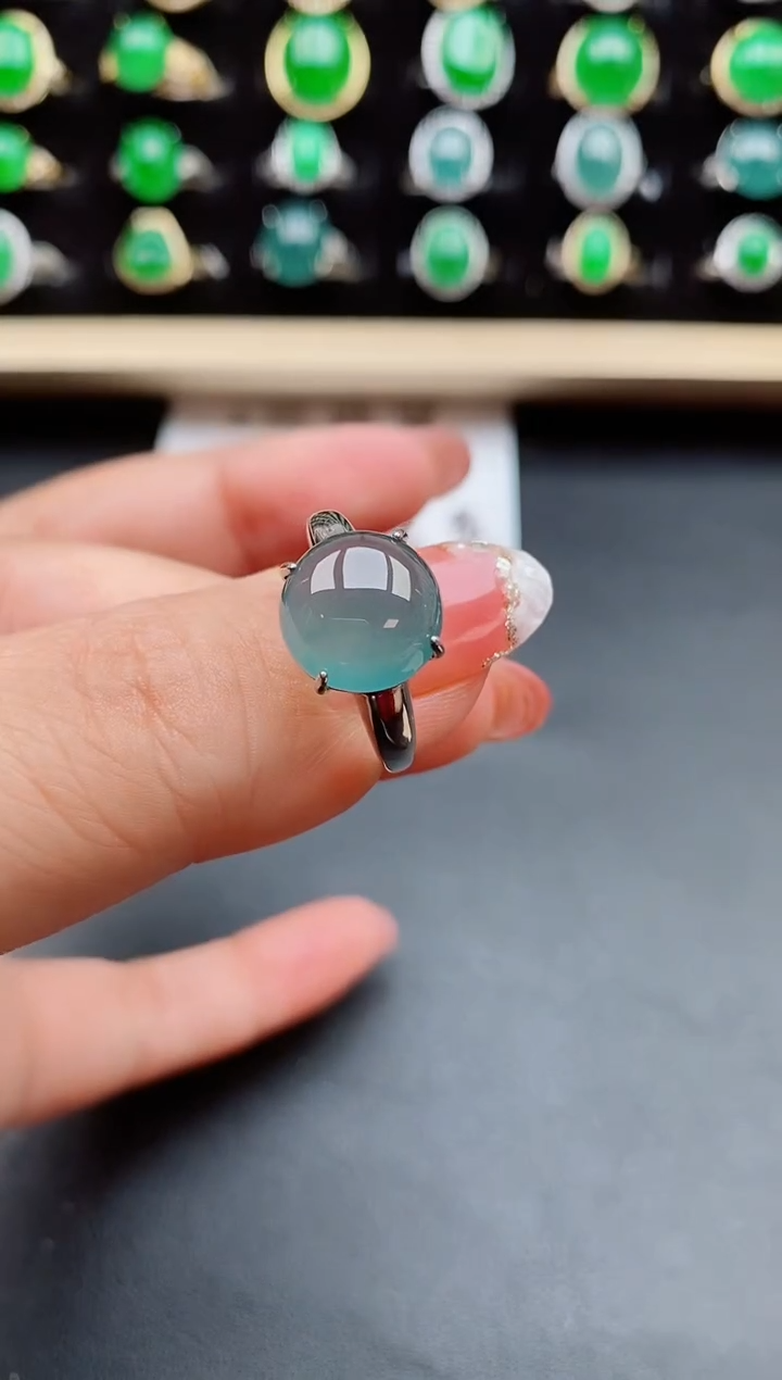 【闪购商品】翡翠戒指银S925镶嵌50800