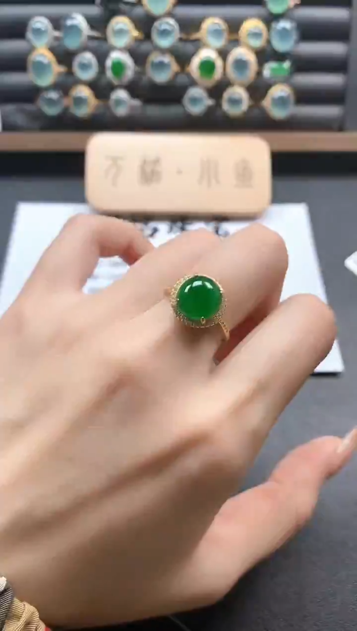 银S925镶嵌戒指翡翠5115