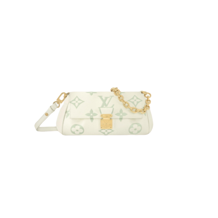 未使用 LouisVuitton/路易威登 奶油白拼绿大花压印FAVORITE手袋
