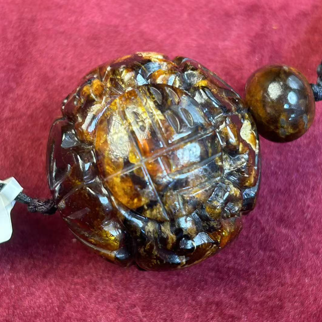 抚顺琥珀花珀福寿雕刻大球31+