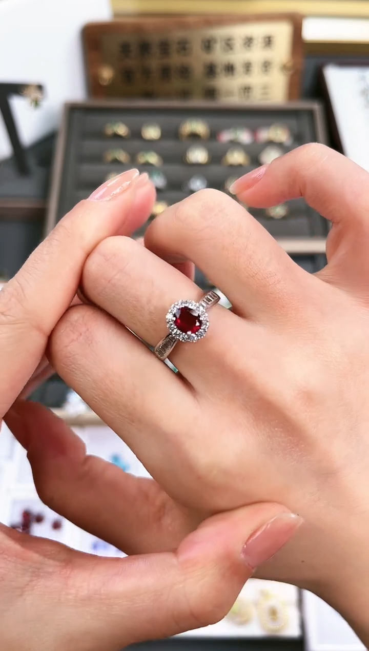 【闪购商品】碧玺戒指银S925镶嵌W010