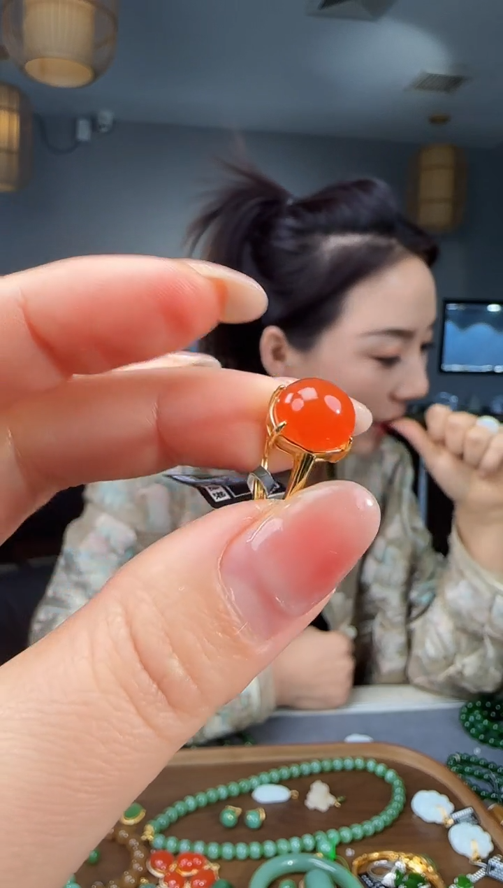 银S925镶嵌南红玛瑙戒指1