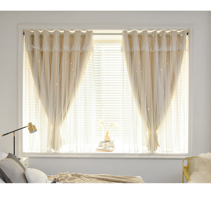 米色  灰色  粉色—公主风卧室女孩房窗帘