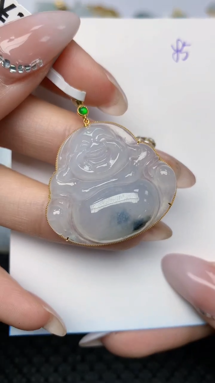 【闪购商品】翡翠颈饰18K金镶嵌 天然翡翠A货，