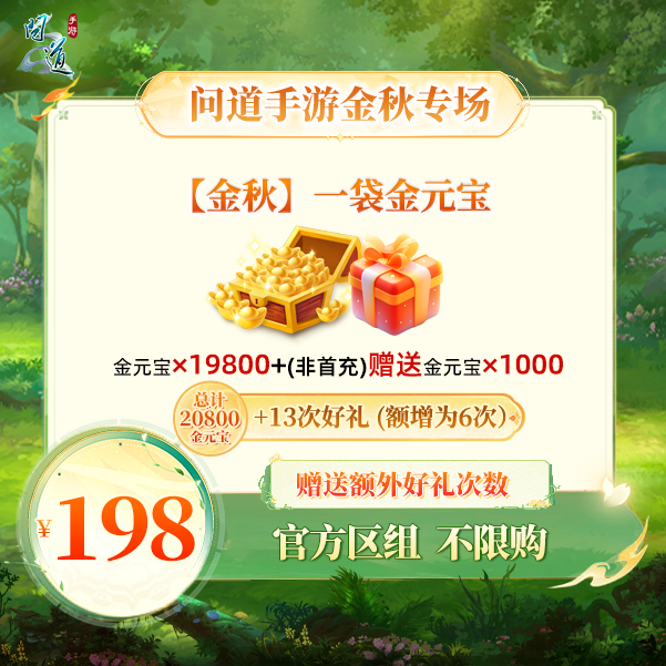 问道手游【官方区组可买】【金秋】一袋金元宝