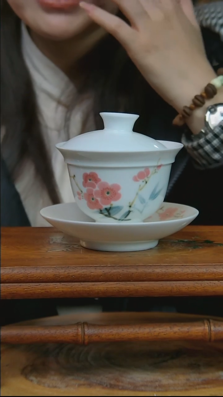 摆件陶翠竹红梅铃铛三才