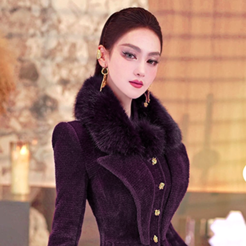 冬季气质加厚毛呢假两件职业套装2025新款收腰显瘦保暖高腰两件套