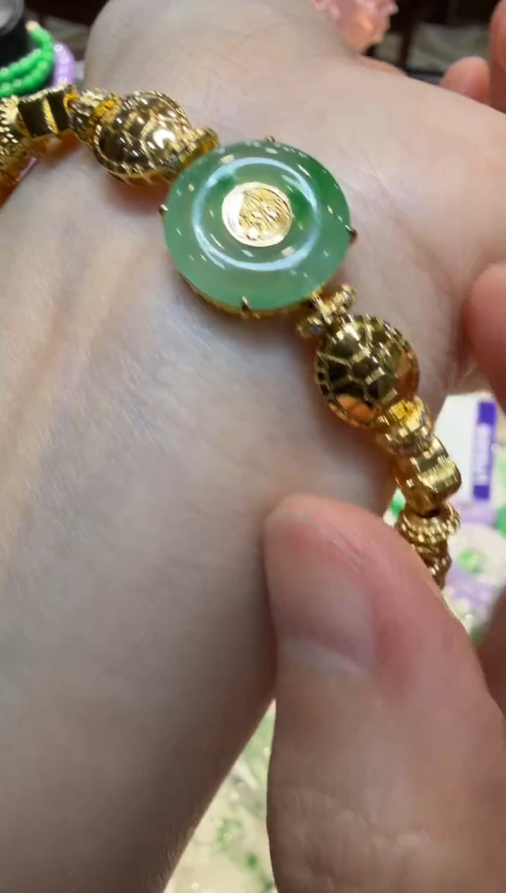 足金镶嵌手链翡翠多样性团购发一件