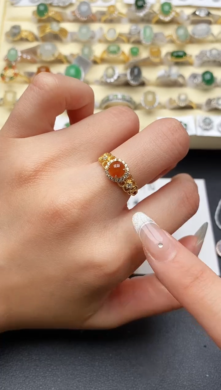 【闪购商品】翡翠戒指银S925镶嵌55555555+4