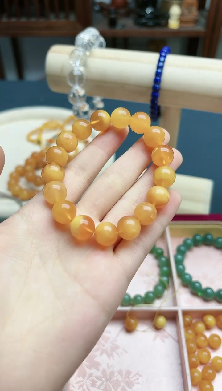 【闪购商品】琥珀裸石未镶嵌蜜蜡近12mm手串*1 YN