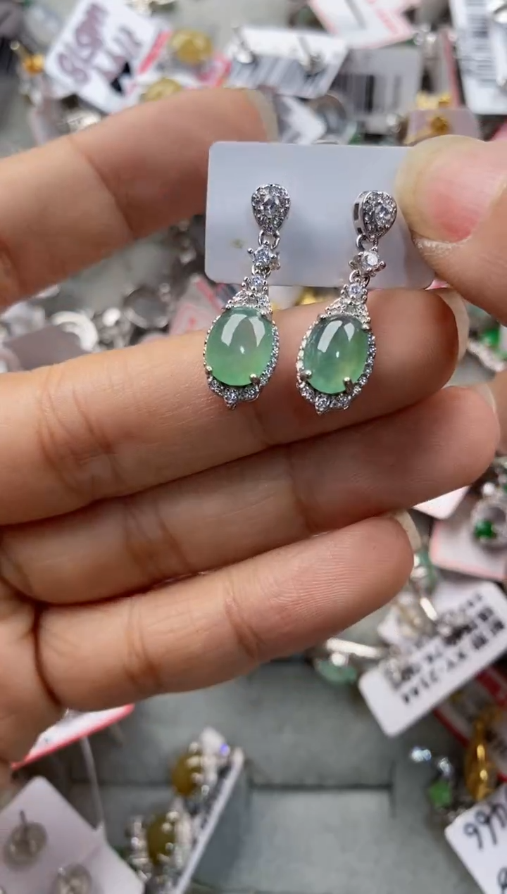 银S925镶嵌戒指翡翠11---10