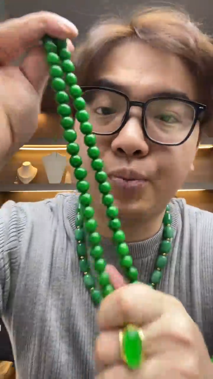 翡翠未镶嵌毛衣链高端时尚木左色10mm毛衣链