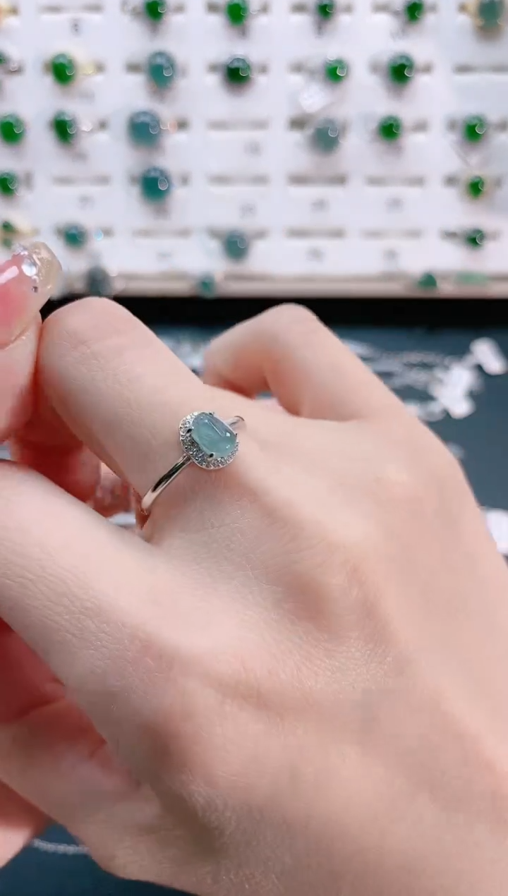 【闪购商品】翡翠戒指银S925镶嵌天然翡翠