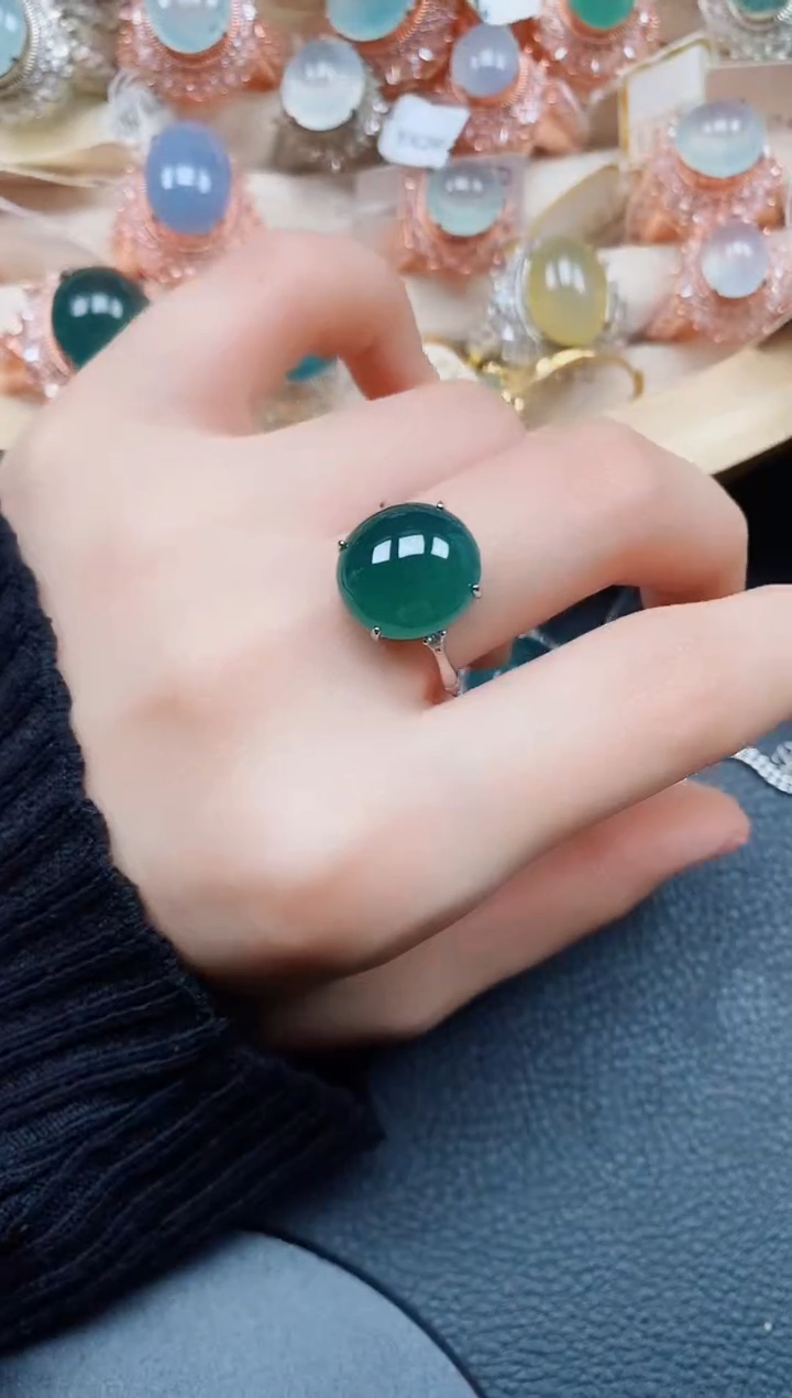 【闪购商品】翡翠戒指银S925镶嵌翡翠
