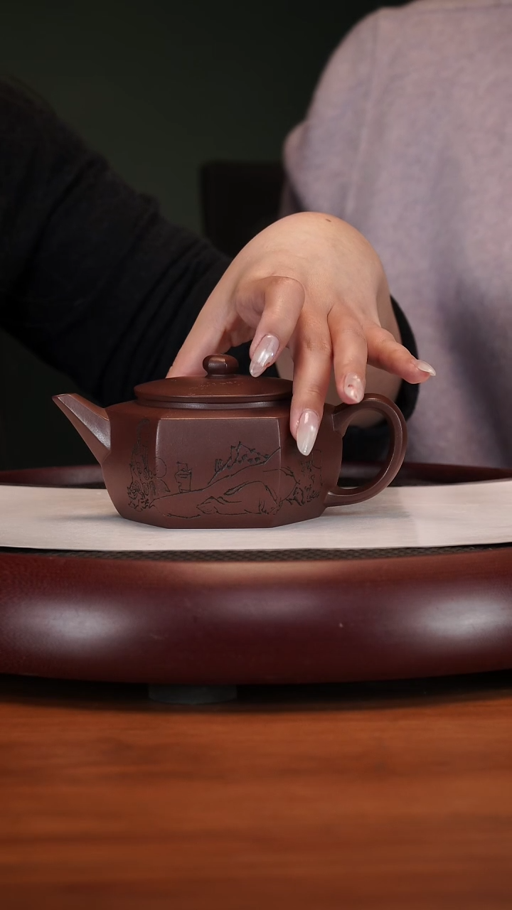 【闪购商品】紫砂茶壶2-46LCHSJH六方扁圆老紫泥