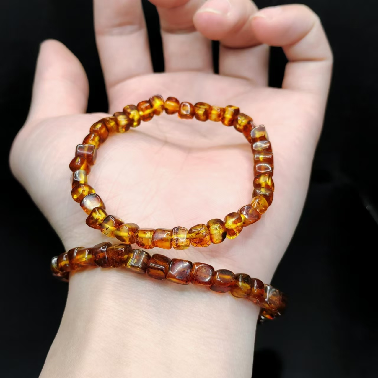 【康康严选】花珀琥珀随型珠单圈手串M7【多样性发其一】约6mm