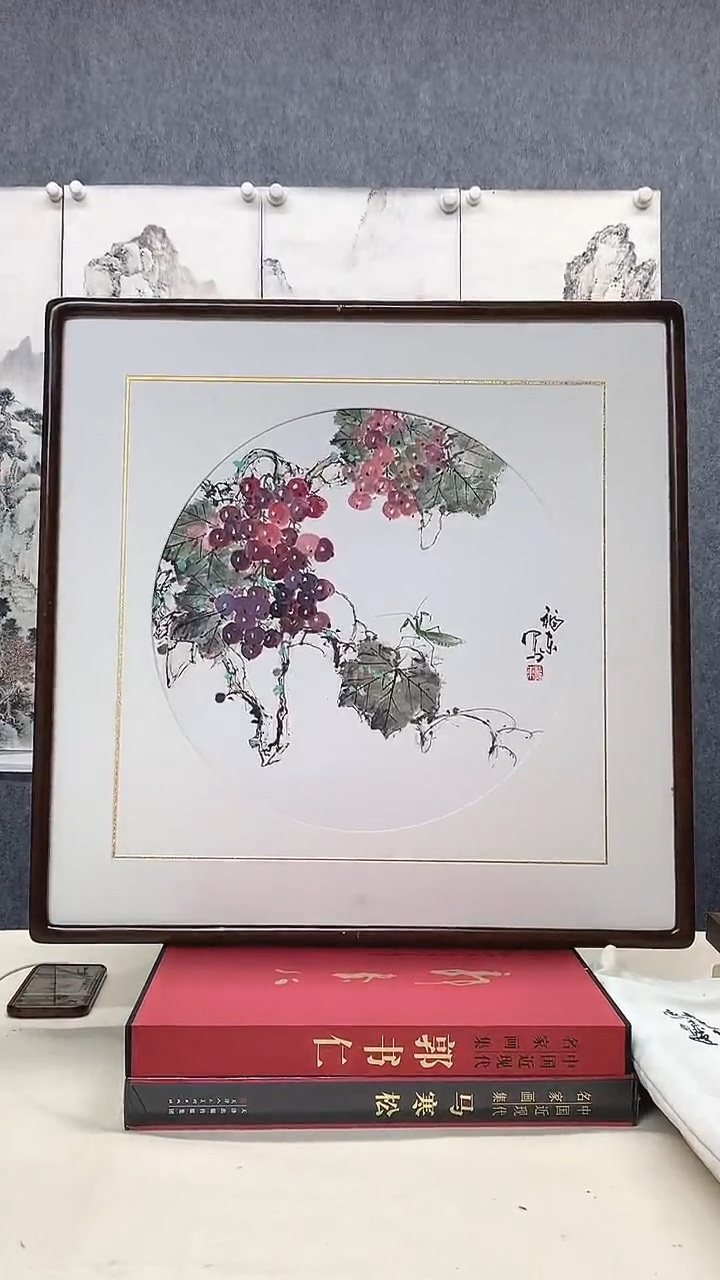 纸本62*62手绘字画作品（带框）