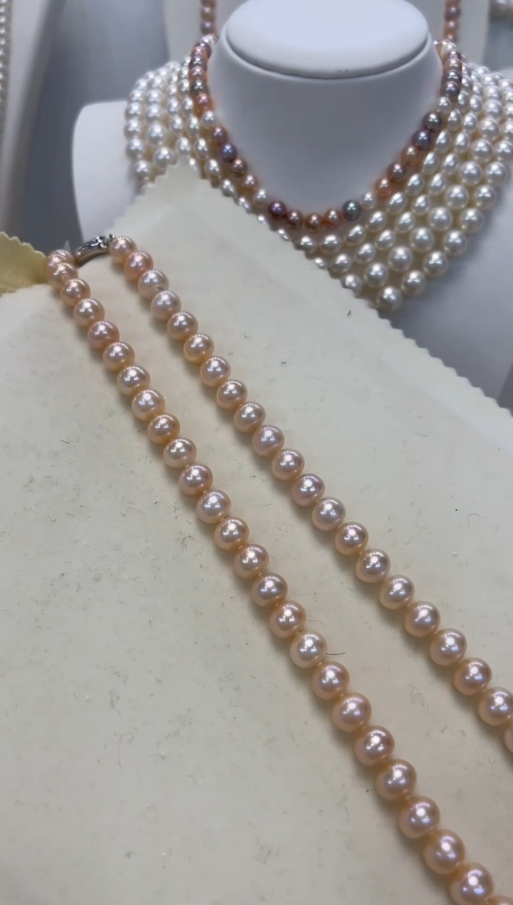 【闪购商品】淡水珍珠颈饰银S925镶嵌8.5-9.5mm无核彩珠项链