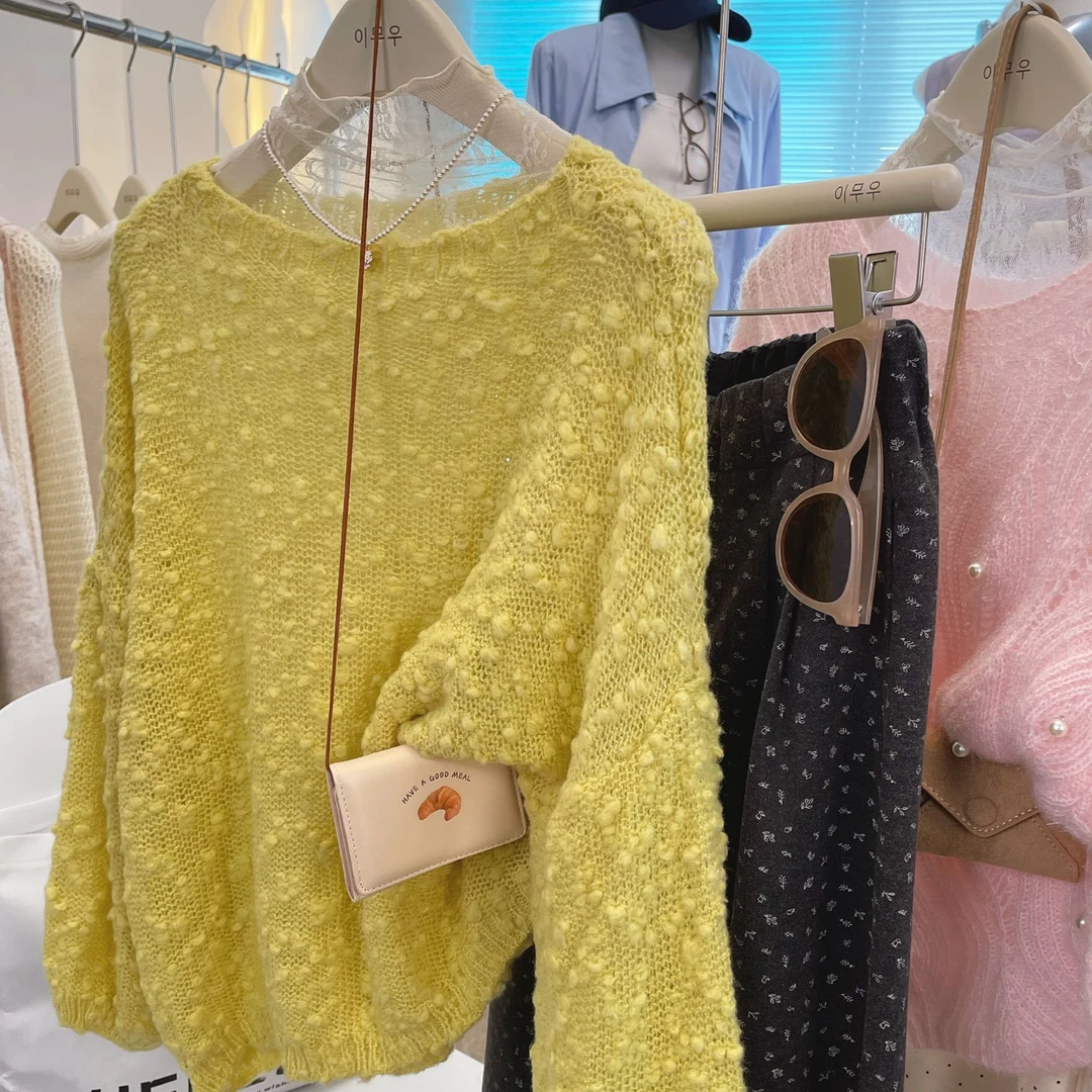 2025新款韩版温柔风减龄针织衫女洋气时尚宽松显瘦百搭毛衣潮