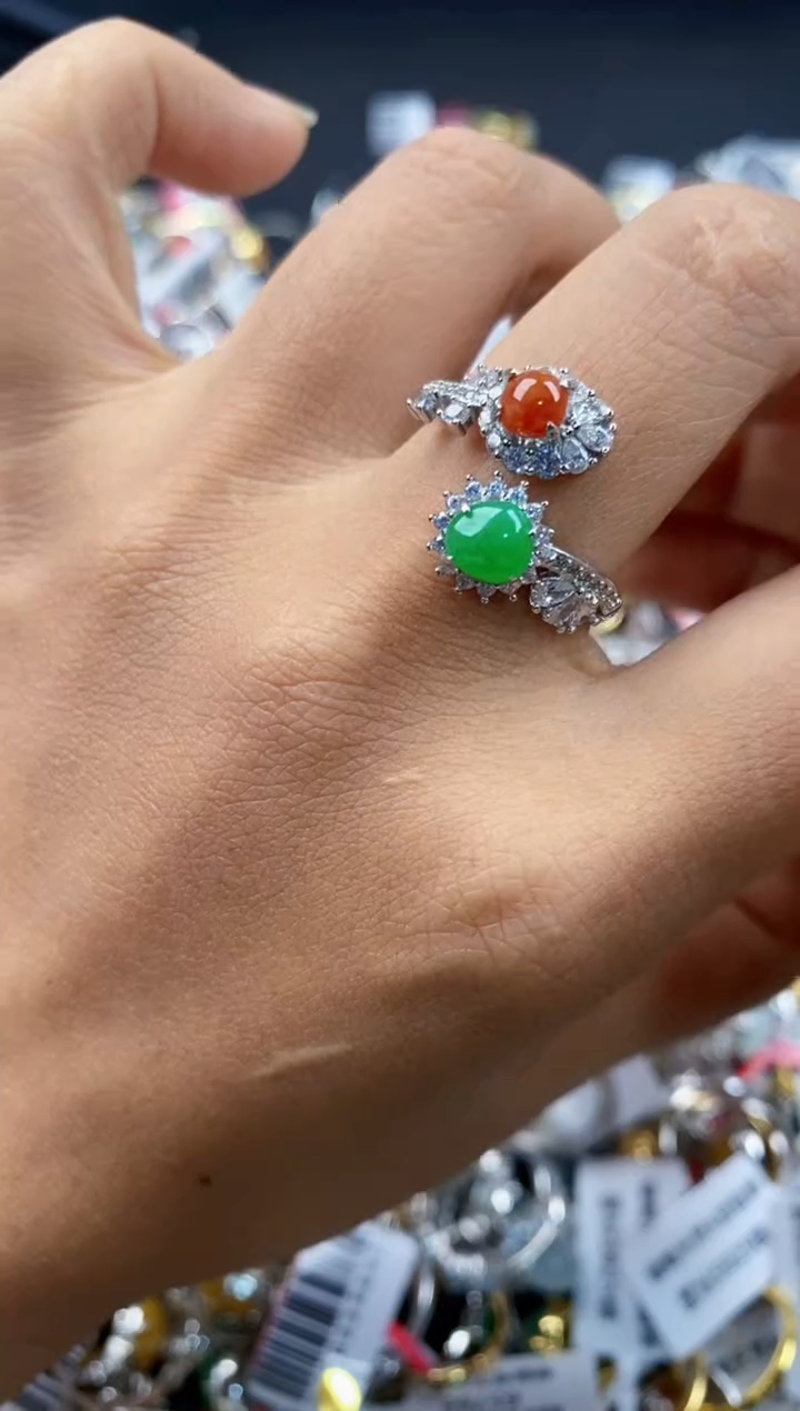 银S925镶嵌戒指翡翠333---1